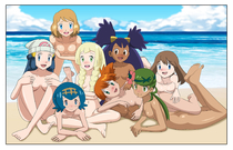 Dawn Iris Lana Lillie Mallow May Misty Pokemon Serena // 2000x1285 // 1.3MB // jpg