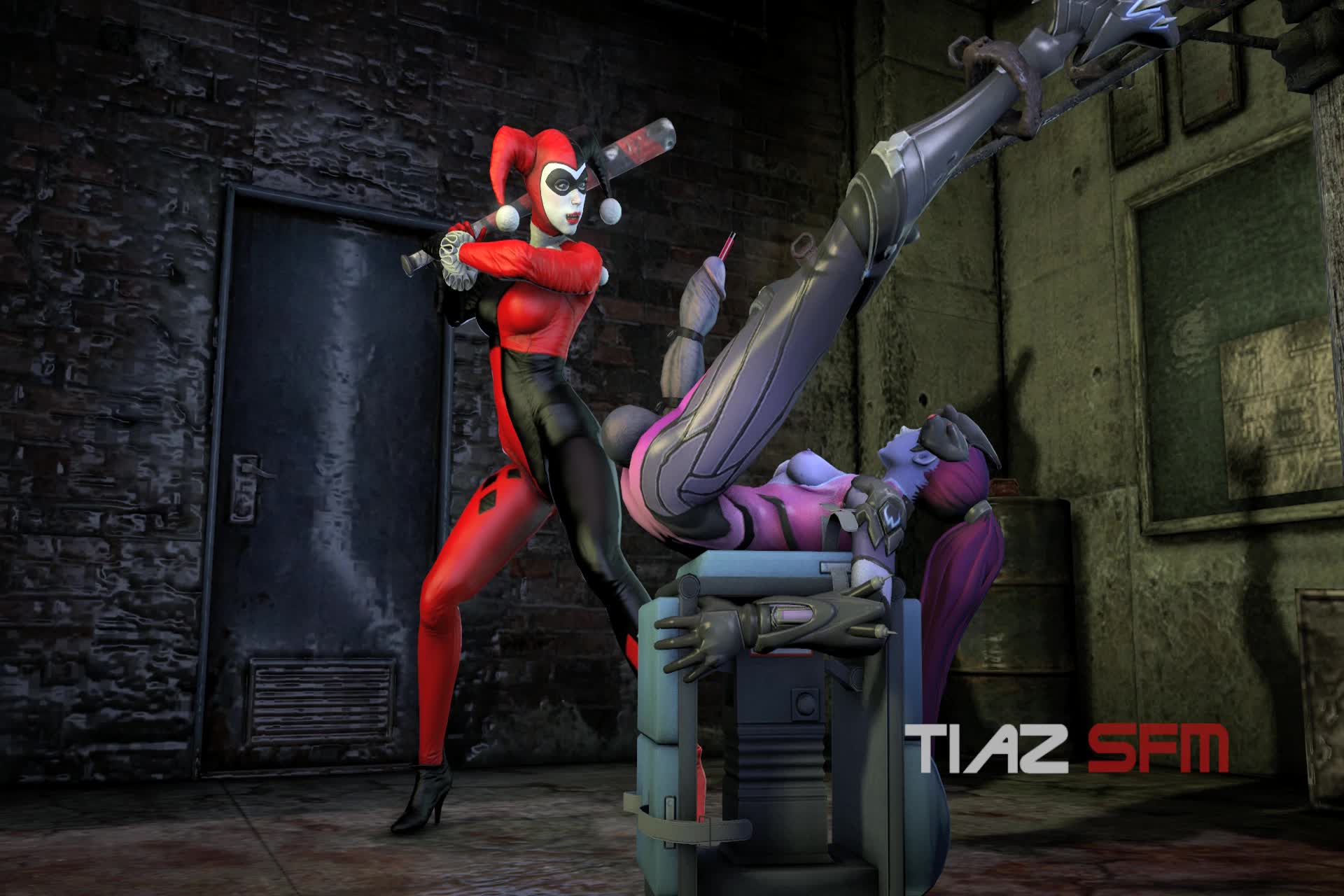 3D Animated Batman Batman_(Series) Harley_Quinn Overwatch Widowmaker // 1920x1280 // 7.1MB // webm