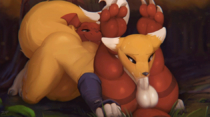 Animated Digimon Guilmon Renamon Zonkpunch // 945x528 // 3.9MB // gif