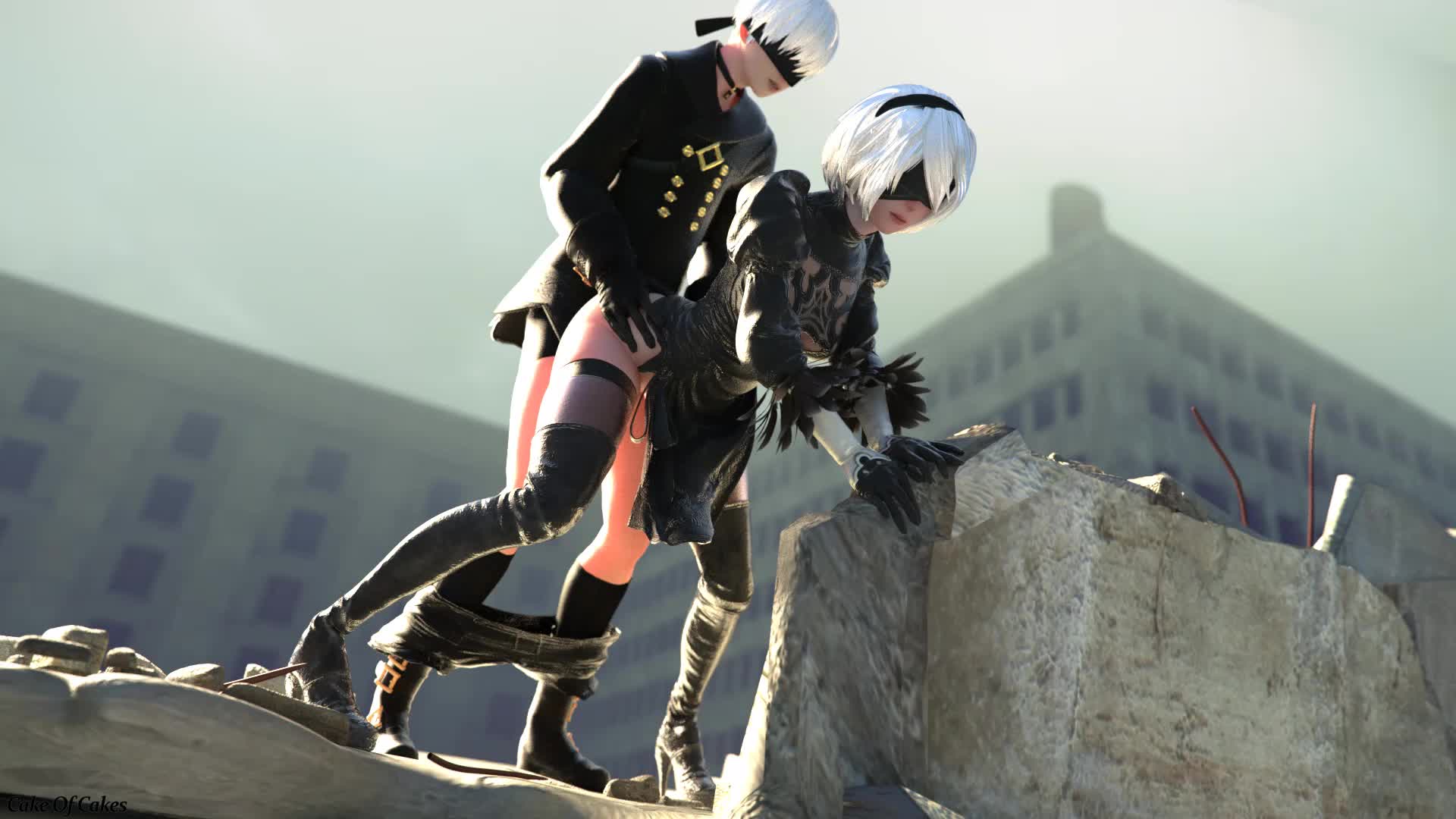 3D Android_2B Android_9S Animated Blender Nier_Automata cakeofcakes // 1920x1080 // 8.0MB // webm
