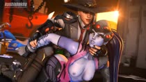 3D Animated Ashe_(Overwatch) Kushishekku Overwatch Source_Filmmaker Widowmaker // 1280x720 // 7.5MB // webm