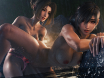 3D Aeris_Gainsborough Final_Fantasy_(series) Final_Fantasy_VII_Remake Tifa_Lockhart ria // 4000x3000 // 22.6MB // png