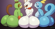 Grookey_(Pokemon) MisoSouperstar Pokemon Pokemon_Sword_and_Shield Scorbunny_(Pokemon) Sobble_(Pokemon) // 2048x1101 // 191.8KB // jpg