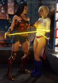 3D Bomyman DC_Comics Power_Girl Wonder_Woman // 2462x3500 // 2.3MB // jpg