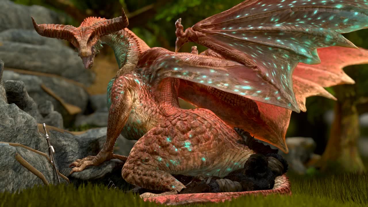 3D Animated Blender Dragon Mythology Wattchewant knight // 1280x720 // 7.8MB // webm