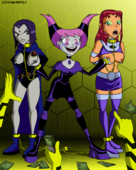 DC_Comics Jinx_(Teen_Titans) Raven Starfire Teen_Titans incogneato // 1200x1500 // 1.5MB // png