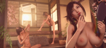 3D Aeris_Gainsborough Final_Fantasy_(series) Final_Fantasy_VII_Remake Tifa_Lockhart Yuffie_Kisaragi sreliata // 4000x1838 // 14.0MB // png