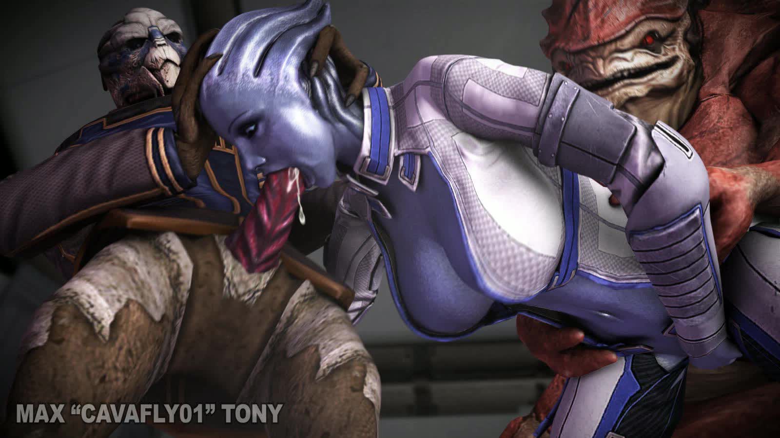 3D Animated Asari Cavafly01 Garrus_Vakarian Liara_T'Soni Mass_Effect Source_Filmmaker Wrex // 1600x900 // 4.8MB // webm