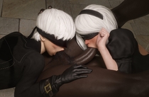 3D Android_2B Android_9S Nier_Automata emberstock // 3840x2500 // 1.0MB // jpg