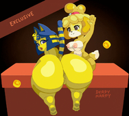 Animal_Crossing Animated Ankha Isabelle MuffinPuff // 682x616 // 625.1KB // gif