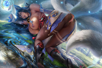 Ahri League_of_Legends Sakimichan // 3600x2400 // 992.9KB // jpg