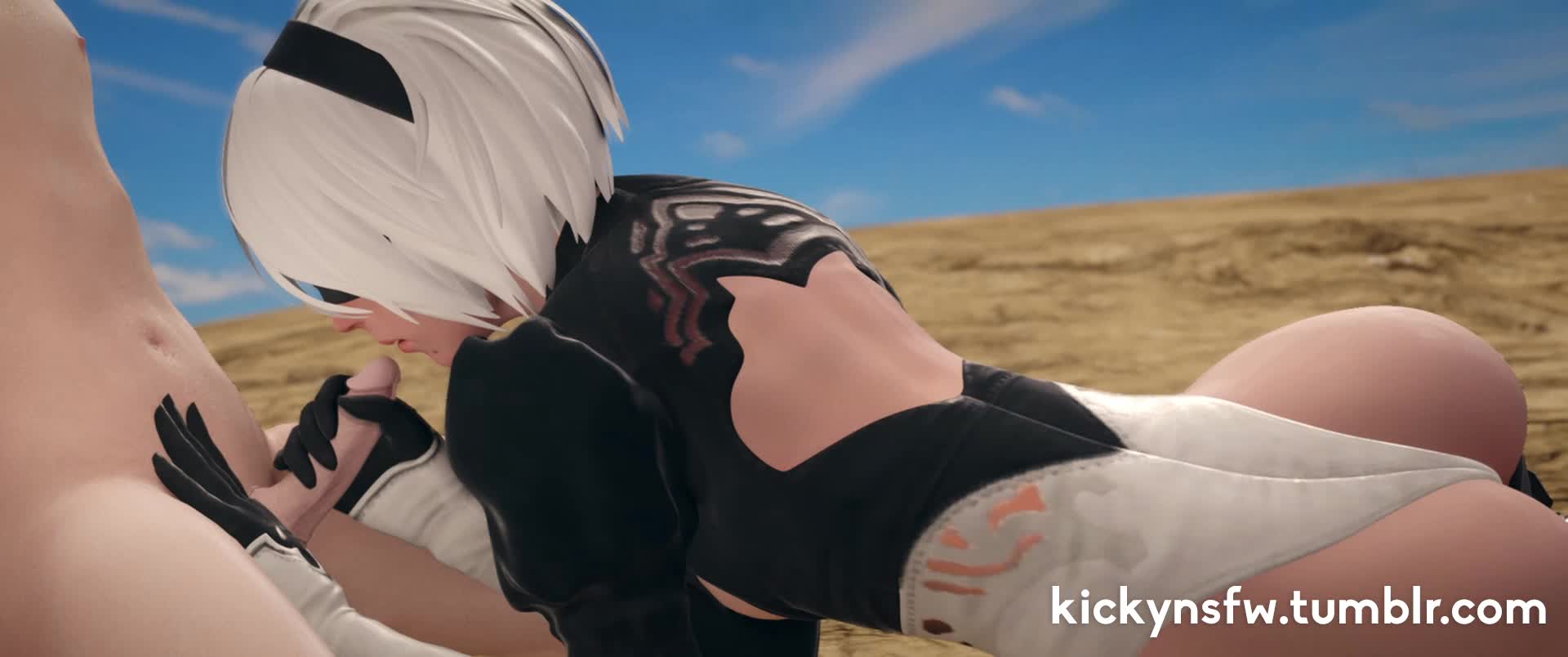 3D Android_2B Animated Blender Nier Nier_Automata Sound kickynsfw // 1920x804 // 3.5MB // webm