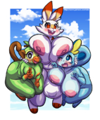 Grookey_(Pokemon) Pokemon Pokemon_Sword_and_Shield Scorbunny_(Pokemon) Sobble_(Pokemon) ToTo // 833x1000 // 394.8KB // png