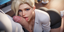 AI-generated Mercy Overwatch bampkin // 2034x1014 // 1.6MB // png