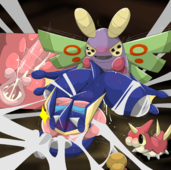 Dustox_(Pokémon) Greninja_(Pokémon) Pokemon Wurmple_(Pokémon) // 1608x1600 // 1.1MB // png