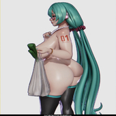 3D Animated Hatsune_Miku Vocaloid rushzilla // 1080x1080, 8s // 5.8MB // mp4