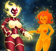 Adventure_Time Ben_10 Crossover Flame_Princess Garlock Heatblast // 5400x4860 // 18.9MB // jpg