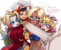 Batman_(Series) Crossover DC_Comics Gwen_Poole Gwenpool Harley_Quinn Lord_Moku Marvel_Comics Rogue_(X-Men) Starfire Supergirl Superman_(series) Teen_Titans X-Men // 2637x2160 // 799.4KB // jpg