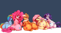 Applejack Fluttershy My_Little_Pony_Friendship_Is_Magic Pinkie_Pie Rainbow_Dash Rarity sunnysundown // 1280x695 // 549.0KB // png