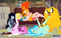 Adventure_Time Denise Dog(s) Finn_the_Human Flame_Princess Jake_the_Dog Marceline_the_Vampire_Queen Princess_Bubblegum Water_Nymph whycantifindaname // 1700x1069 // 942.2KB // jpg