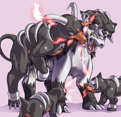 Houndoom_(Pokémon) Houndour_(Pokémon) Mightyena_(Pokémon) Pokemon zerodigiporu // 1362x1308 // 1.0MB // jpg