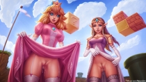 Crossover Princess_Peach Princess_Zelda Super_Mario_Bros Super_Smash_Bros. The_Legend_of_Zelda // 5000x2812 // 883.0KB // jpg