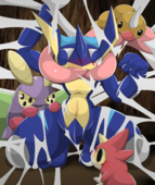 Dustox_(Pokémon) Greninja_(Pokémon) Pokemon Weedle_(Pokémon) Wurmple_(Pokémon) // 1560x1850 // 1.2MB // png