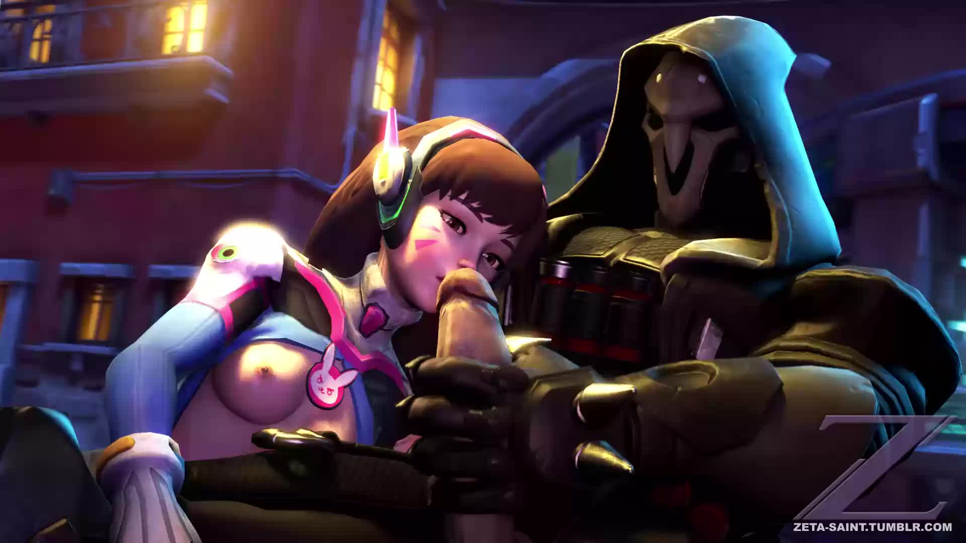 3D Animated D.Va Overwatch Reaper_(Overwatch) Source_Filmmaker Zeta_Saint // 1920x1080 // 1.8MB // webm