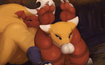 Animated Digimon Guilmon Renamon Zonkpunch // 400x248 // 363.2KB // gif